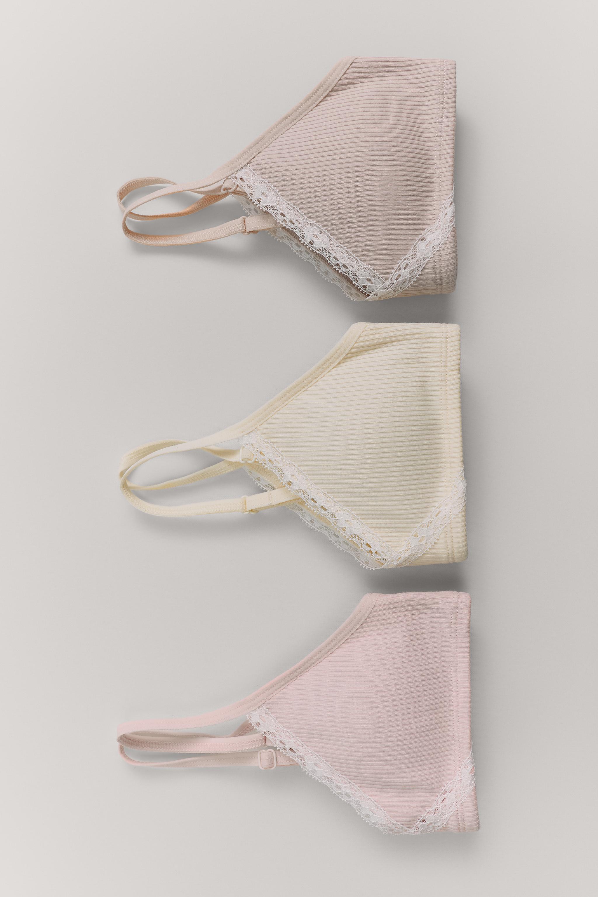 9-14 YEARS / THREE-PACK OF TOPS WITH REMOVABLE PADDING AND LACE TRIM — Pink