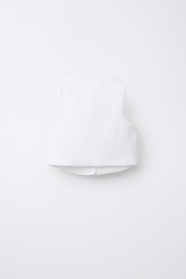 100% LINEN WAISTCOAT - Oyster-white by Zara - Image 1