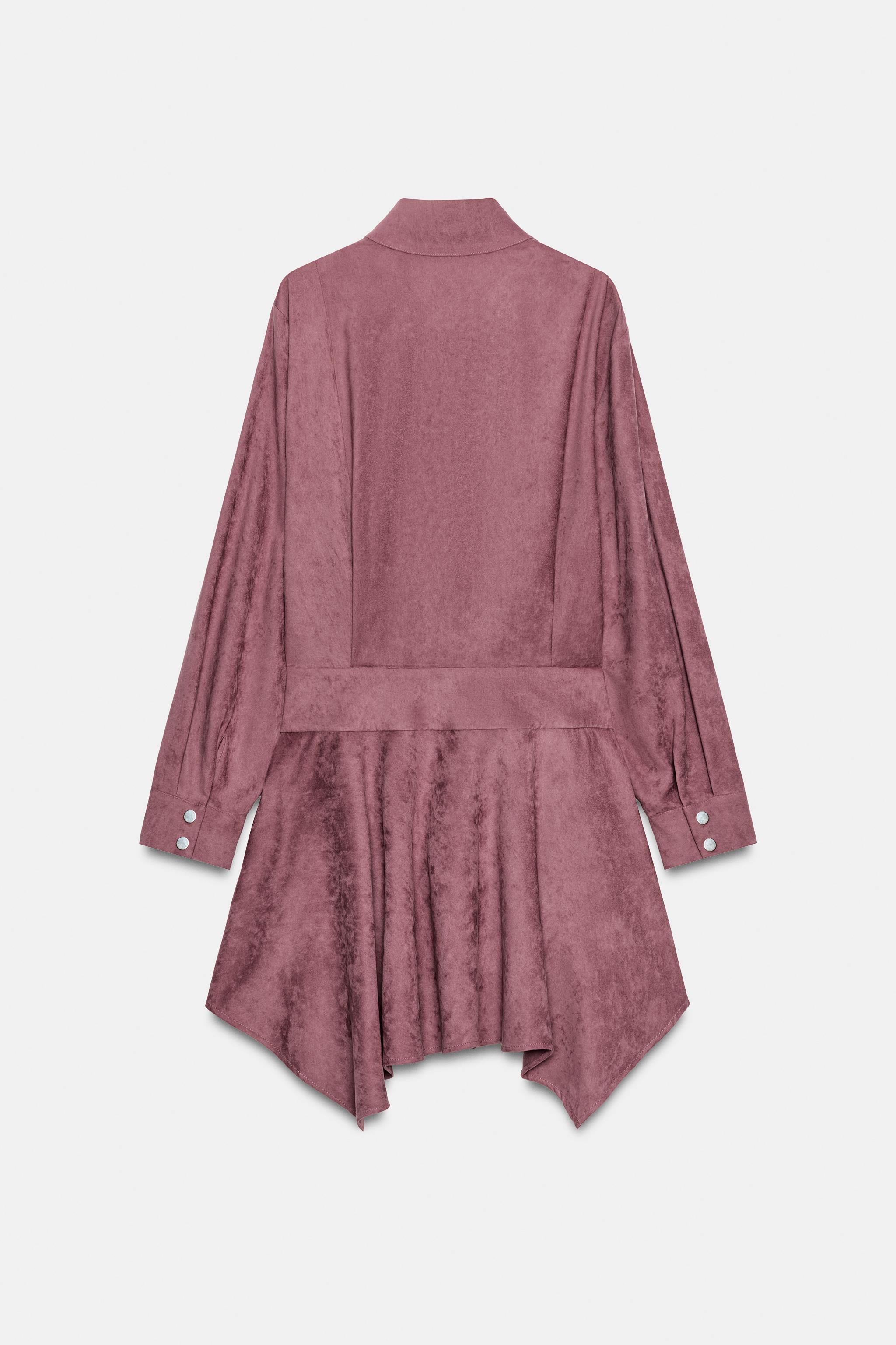 chinese dress ladies ZARA Pink Floral Ruched Long Sleeve Mini Dress UK M – Reliked main image 0