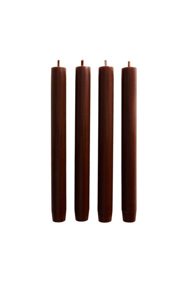 PACK OF LONG DECORATIVE CANDLES (PACK OF 4) - Dark brown by Zara