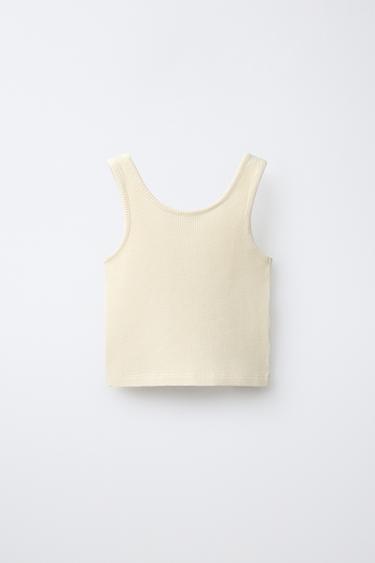 TOP WAFFLE À INSCRIPTION - Jaune de Zara - Image 1
