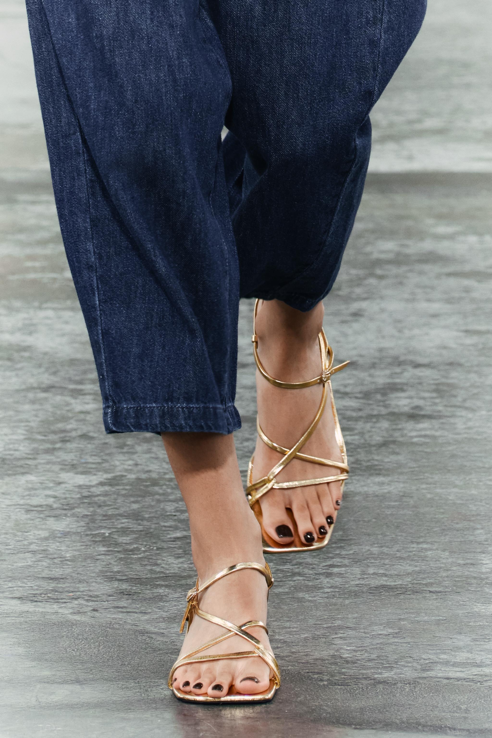 Gold strappy sandals mid heel online