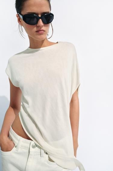 ASYMMETRIC KNIT JUMPER - ecru-white by Zara