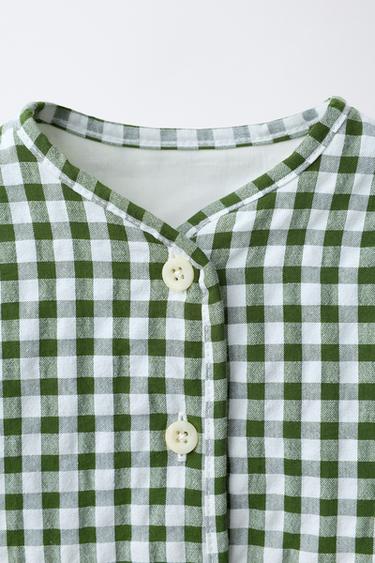 BLOUSON À CARREAUX VICHY - Écru / Vert de Zara - Image 2