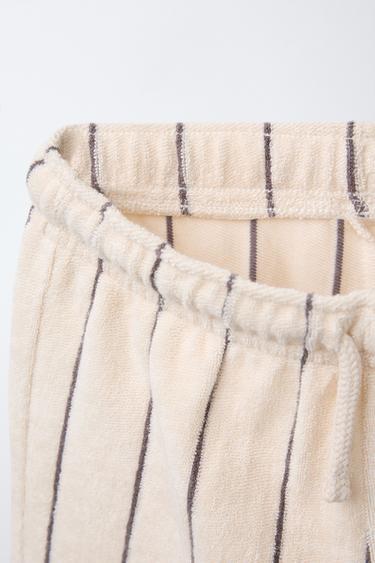 STRIPED TOWELLING TROUSERS - Ecru by Zara - Image 2