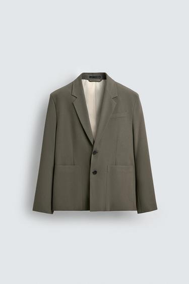 Zara WOOL SUIT JACKET - Mid-green