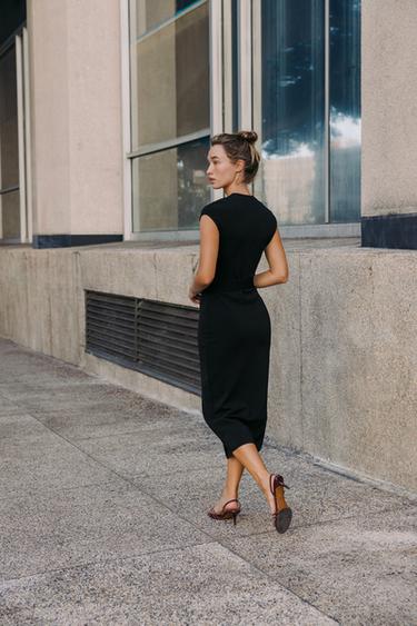 STRETCH MIDI DRESS WITH BELT - Black by Zara - Image 3