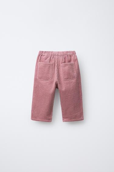 PANTALON EN VELOURS CÔTELÉ ÉPAIS - Rose de Zara - Image 1