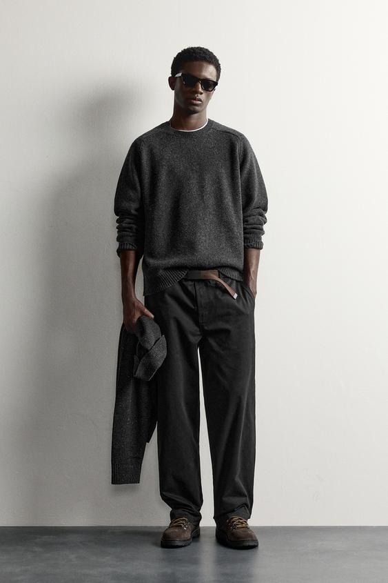 SUÉTER REGULAR FIT ALGODÓN - LANA - Gris topo de Zara - Imagen 0