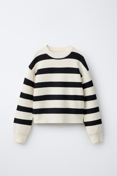 Zara STRIPED KNIT JUMPER - striped