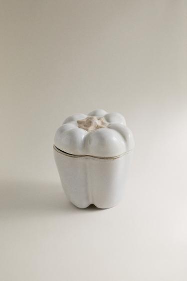 POT DE RANGEMENT POIVRON EN FAÏENCE - Crème de Zara