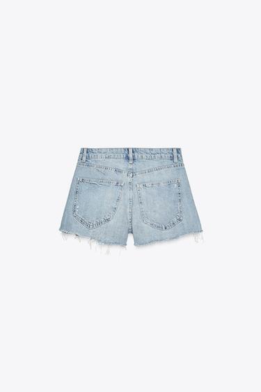 SHORT EN JEAN TRF COURT BAGGY TAILLE BASSE - Bleu clair de Zara - Image 6