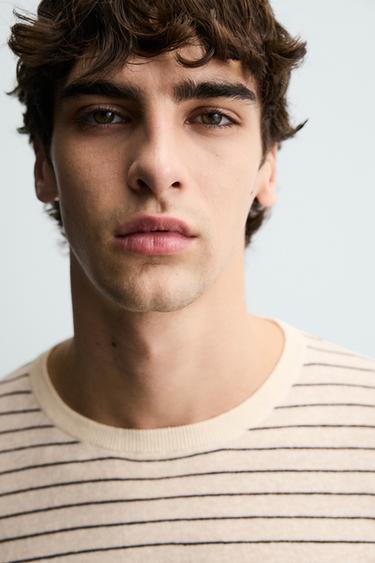 PULL À RAYURES LIN - COTON - Écru de Zara - Image 5