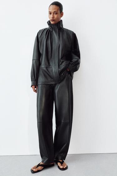 CHAQUETA PIEL 100% ZW COLLECTION LIMITED EDITION - Negro de Zara