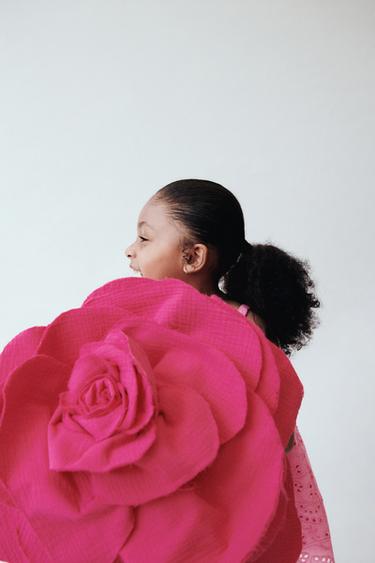 CONTRAST KNIT CROCHET FLORAL DRESS - Pink by Zara