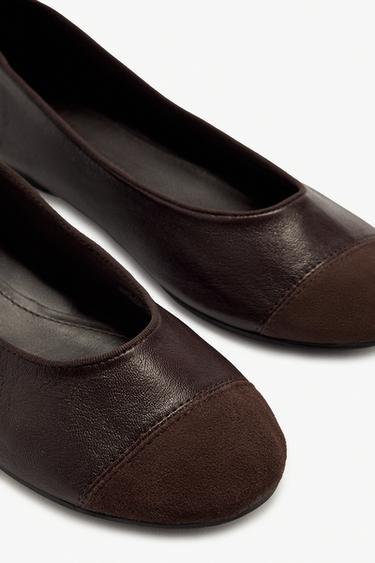 LEATHER BALLERINAS - Brown by Zara - Image 7