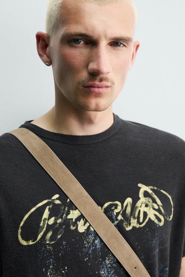 WASHED PRINT KNIT T-SHIRT - Black by Zara - Image 4