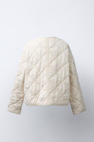 VESTE MATELASSÉE ZIPPÉE - Écru de Zara - Image 3
