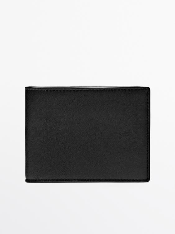 Horizontal nappa leather wallet with purse