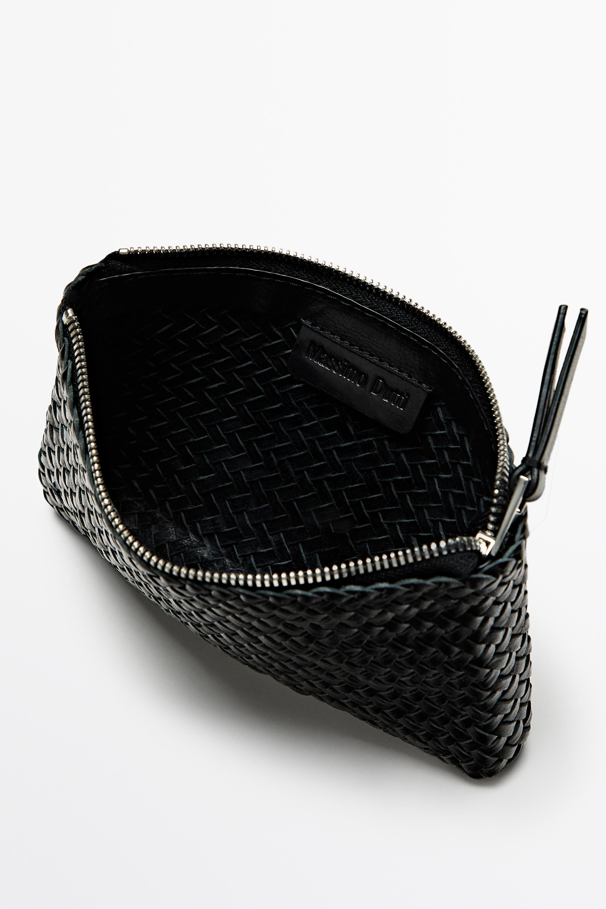 Braided nappa leather pouch bag