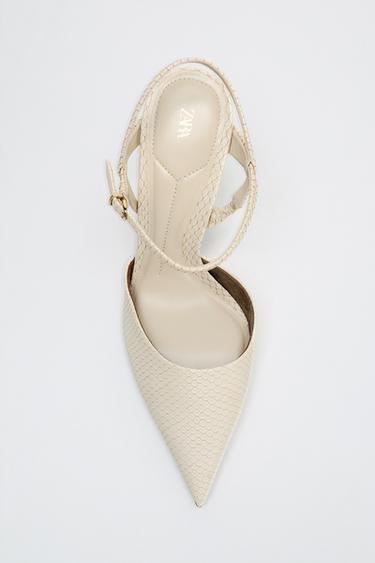 EMBOSSED SLINGBACK SHOES - Ecru White by Zara