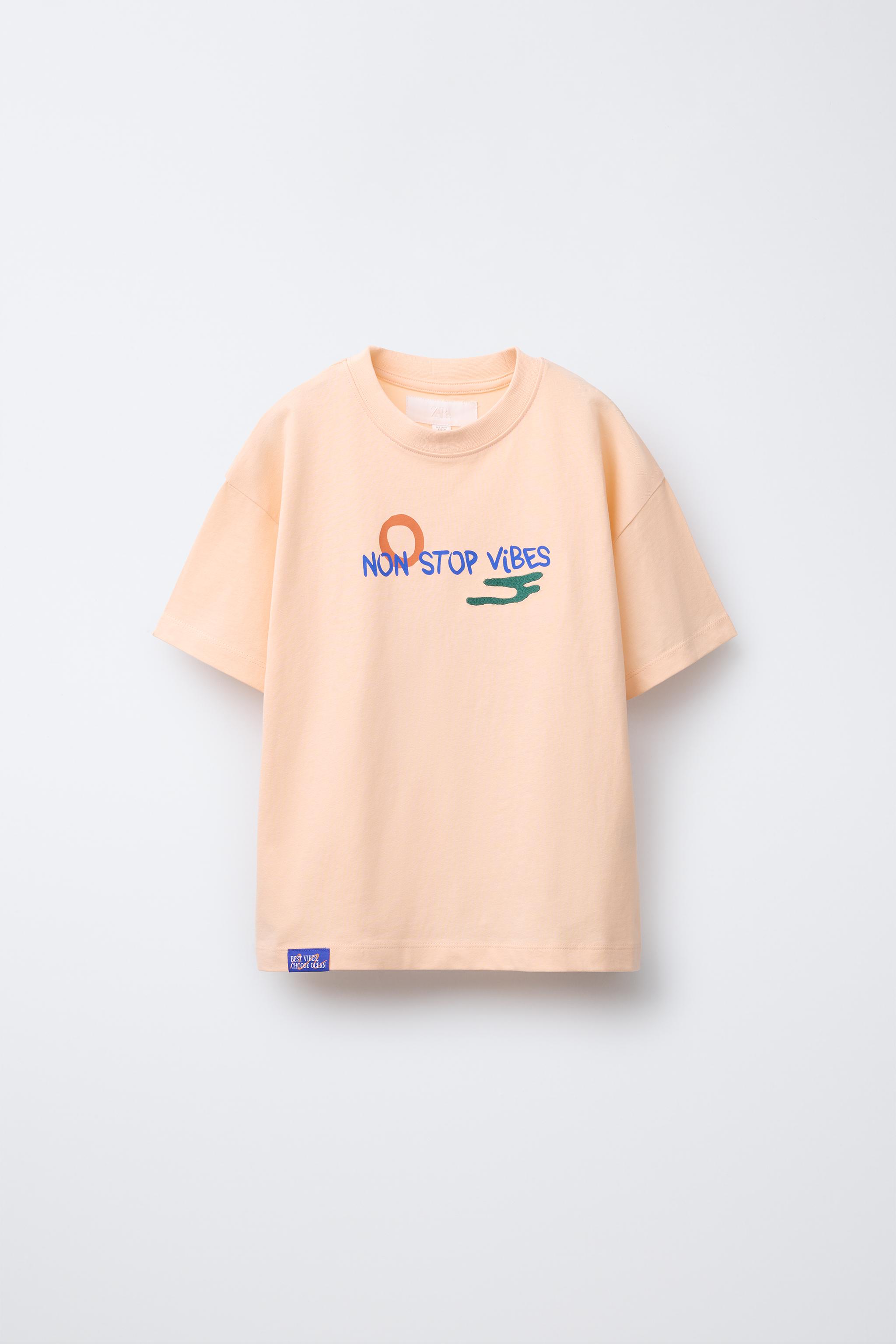テキストプリントTシャツ - オレンジ色 | ZARA Japan / 日本