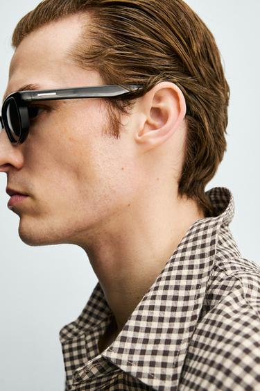 TEXTURED CHECK SHIRT - Brown by Zara - Image 4