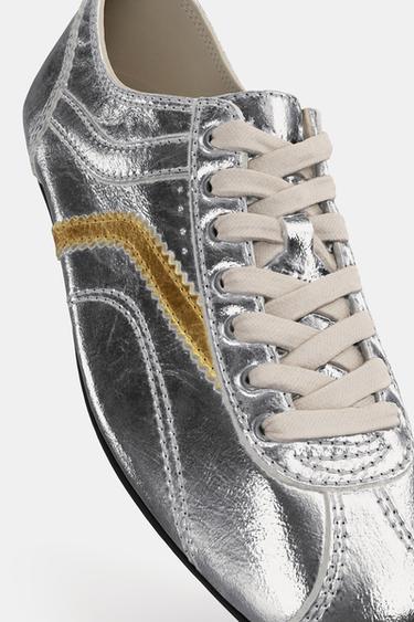 TENNIS MÉTALLISÉES EN CUIR HARRY LAMBERT FOR ZARA x DISNEY - Argent de Zara - Image 5