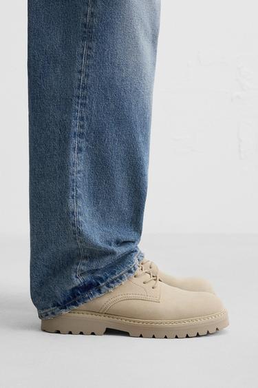 BOTA CORDONES PIEL - Blanco Crudo de Zara - Imagen 0