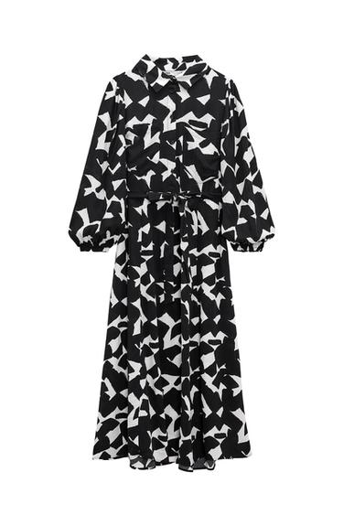 PRINTED DRESS WITH BELT