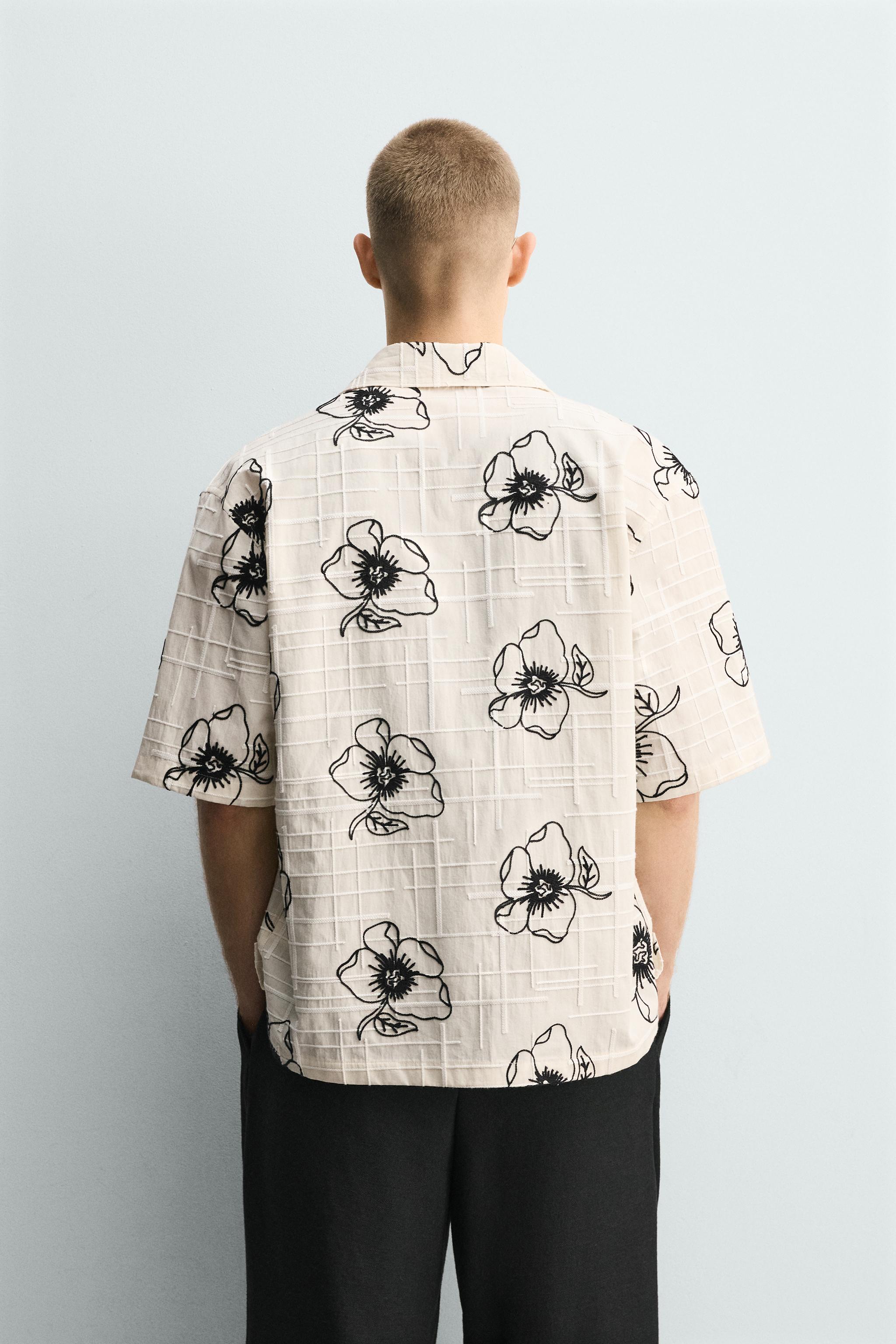 フローラル刺繍ジャカードシャツ - エクリュ | ZARA Japan / 日本