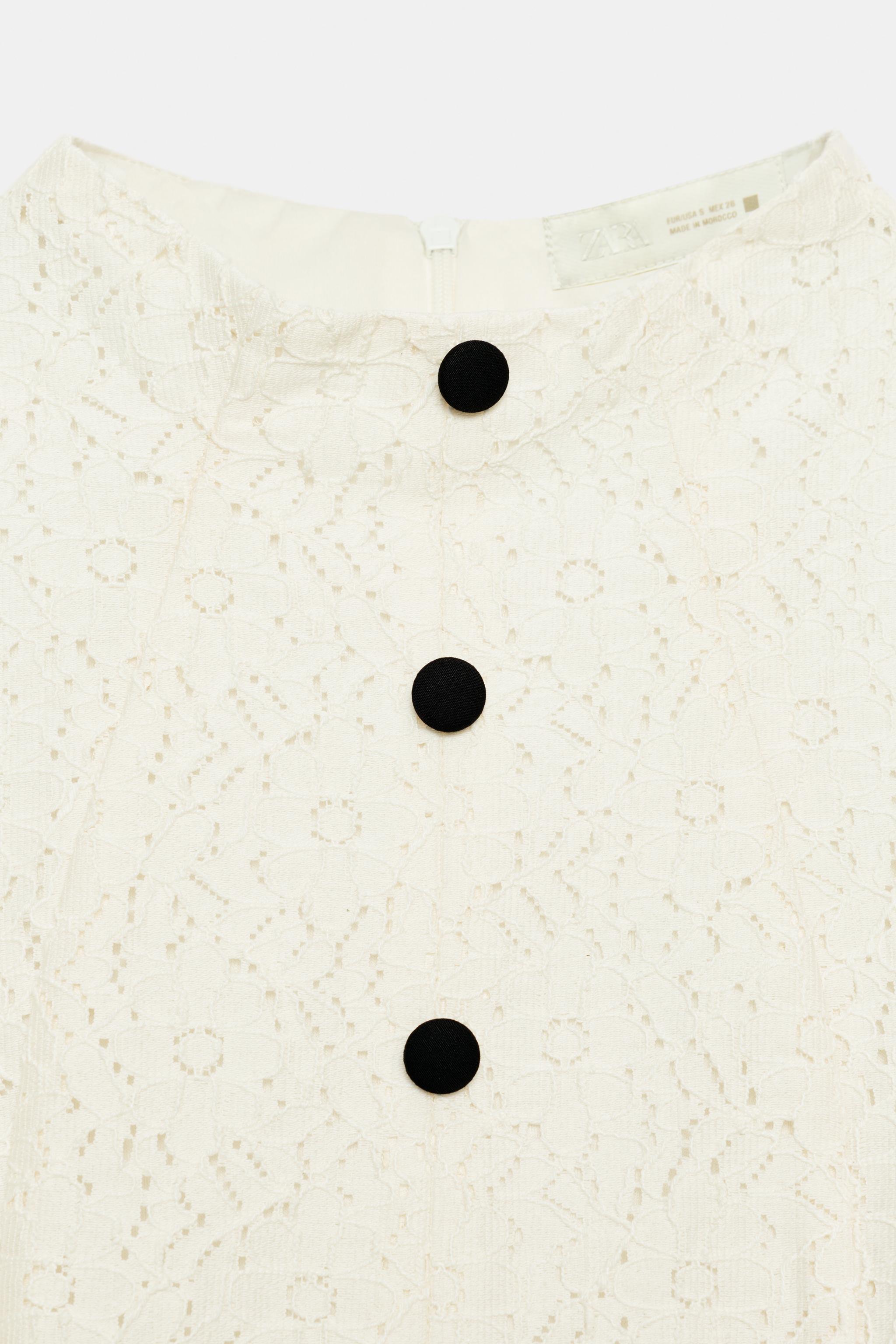 CONTRAST BUTTON LACE MINI DRESS