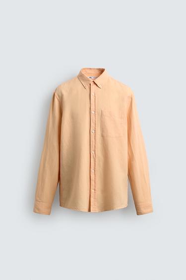 CHEMISE REGULAR FIT LIN - COTON - Mandarine de Zara