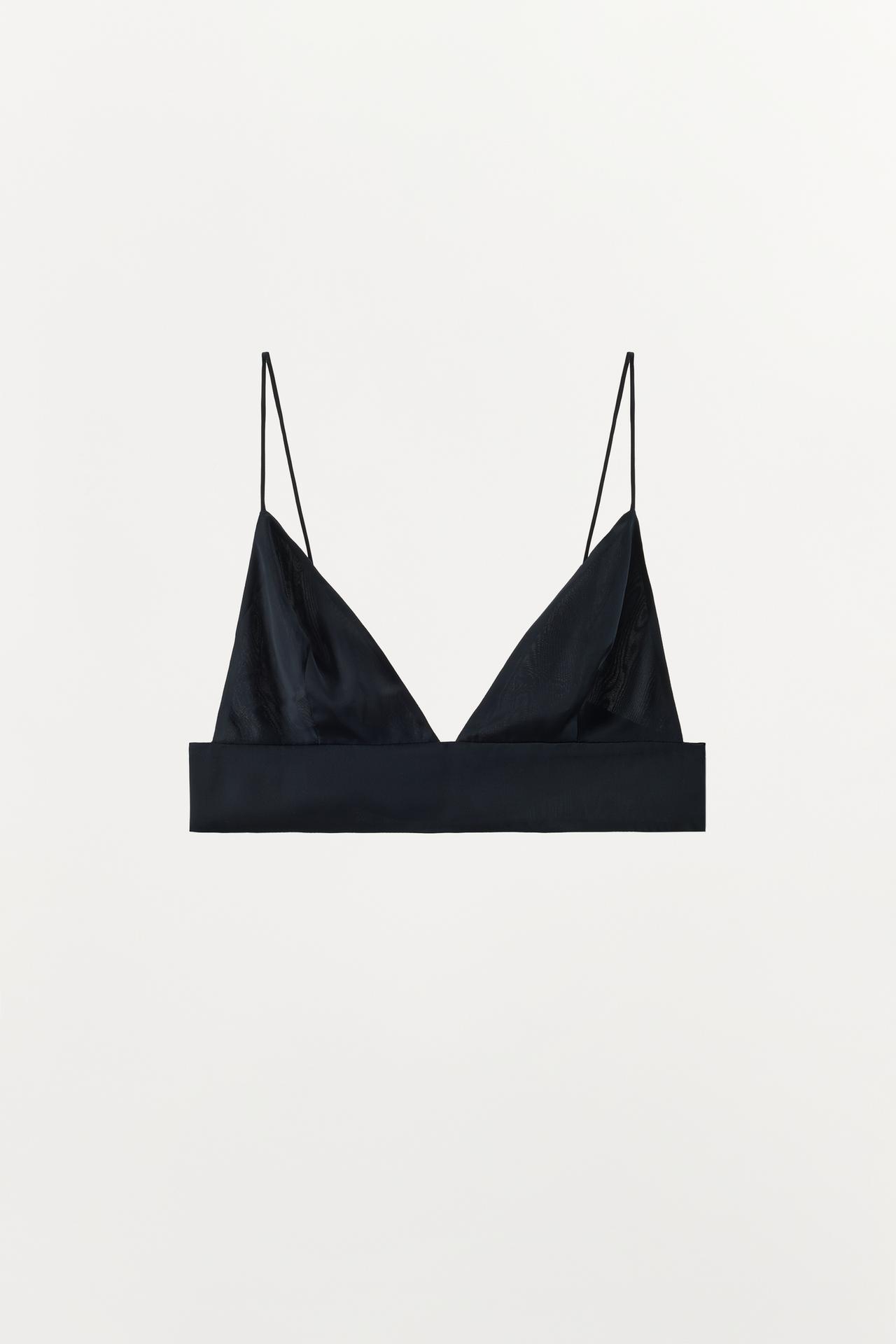 SATIN TRIANGLE BRALETTE — Midnight blue
