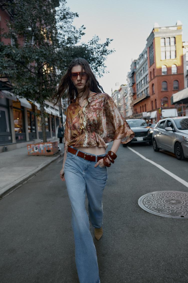 CAMISA SATINADA ESTAMPADA Multicolor ZARA Estados Unidos de