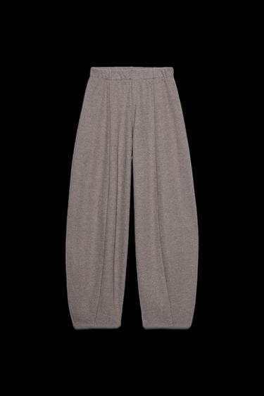 Zara SOFT WIDE LEG PANTS - brown vigore