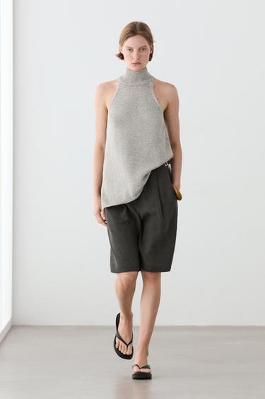 Zara Halterneck knit top - Beige - Image 0