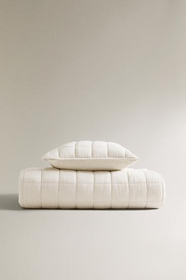 DZIECIĘCA NARZUTA NA ŁÓŻKO Z MUŚLINU W KRATKĘ - Szary Zara