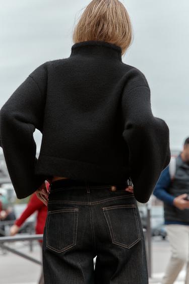 VESTE BOMBER CROISÉE EN MAILLE - Noir de Zara - Image 4