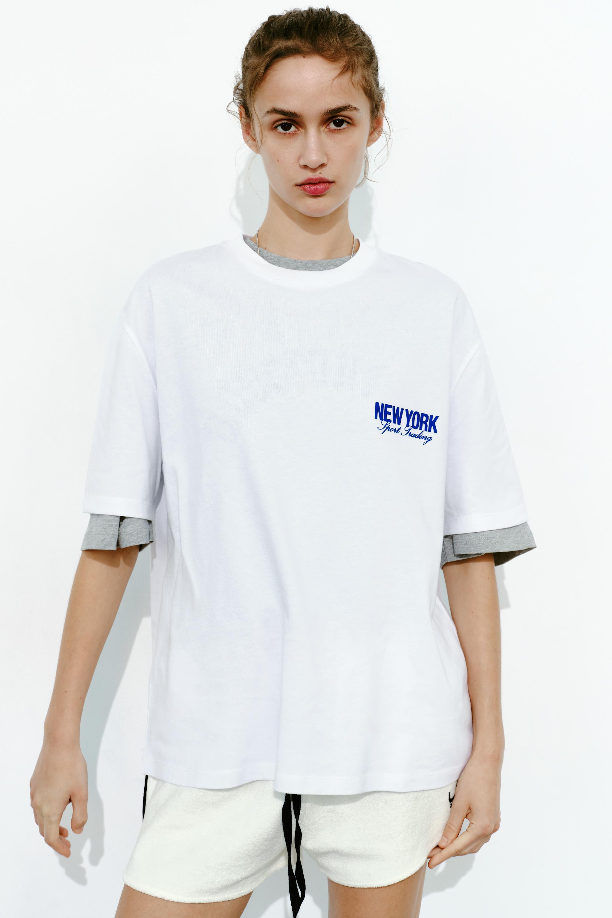 テキスト＆グラフィックプリントTシャツ - ホワイト | ZARA Japan / 日本