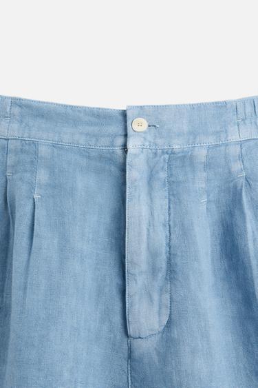 WASHED 100% LINEN BERMUDA SHORTS - Bluish by Zara - Image 8