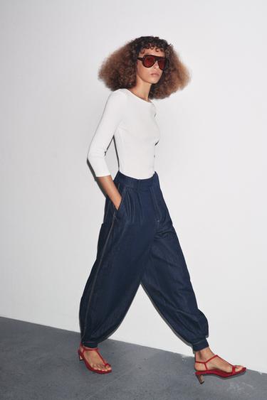 T-SHIRT COL BATEAU EN COTON - Blanc de Zara - Image 3