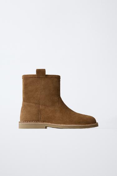 BOTIN PIEL PESPUNTE - Marrón de Zara - Imagen 0