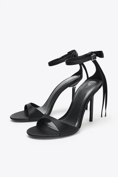 BOW ANKLE STRAP SANDALS - Black by Zara - Image 1