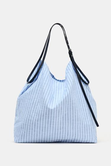 SAC SHOPPER TISSU RAYURES - Bleu de Zara - Image 2