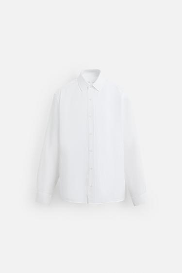 CAMISA DE ALGODÃO-LINHO - Branco da Zara