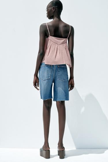 TOP EN COTON BRODÉ - Rose pâle de Zara - Image 1