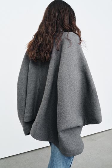 CAPE AVEC LAINE ZW COLLECTION ÉDITION LIMITÉE - Gris foncé de Zara - Image 2