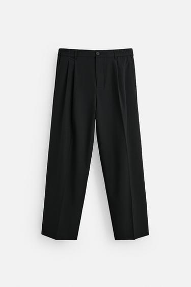 WIDE FIT PLEATED TROUSERS - Black by Zara - Image 0