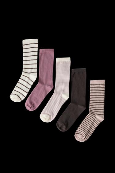 FIVE-PACK OF STRIPED LONG SOCKS - Pink by Zara - Image 0